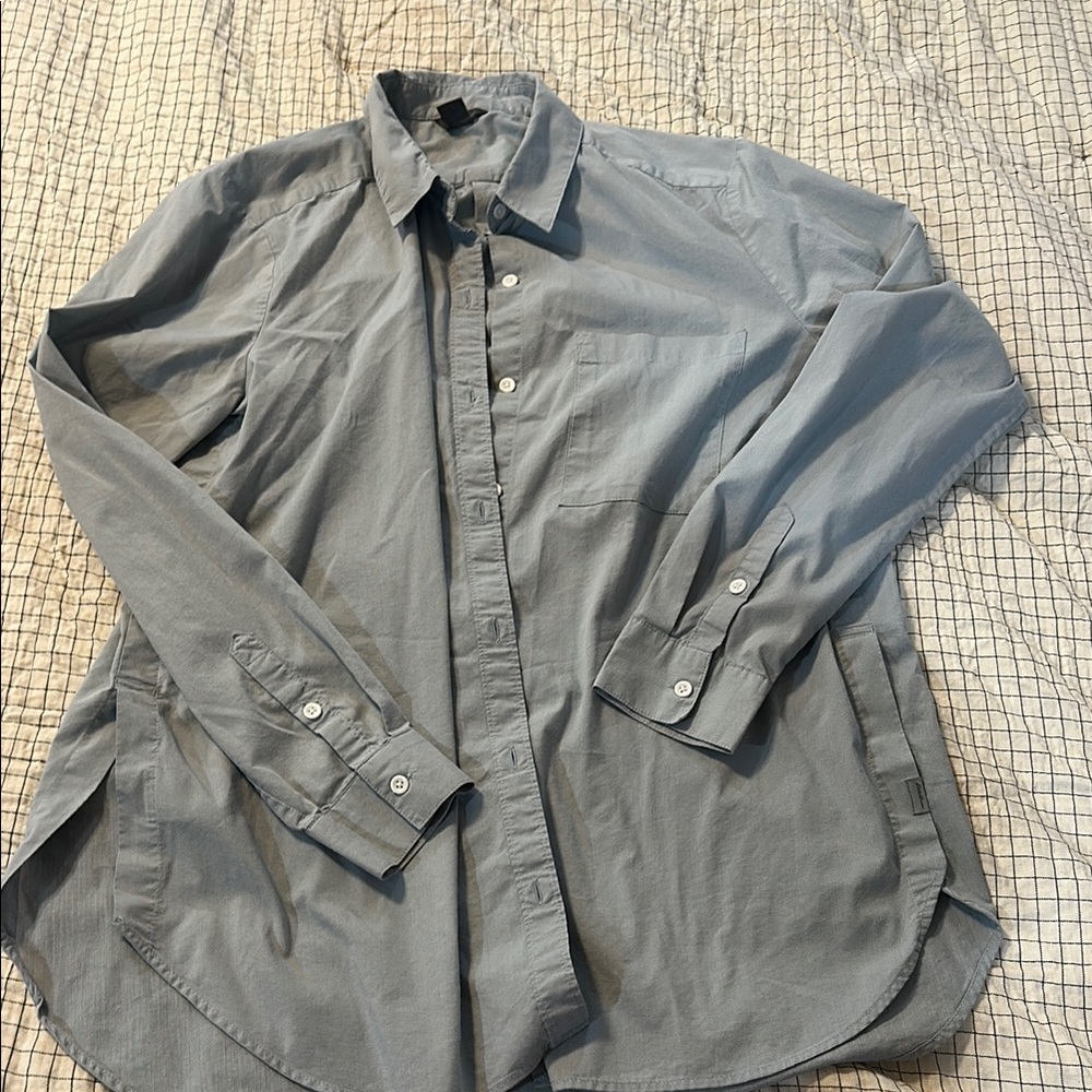 Eddie Bauer Gray Casual Button Down Shirt Relaxed Fit